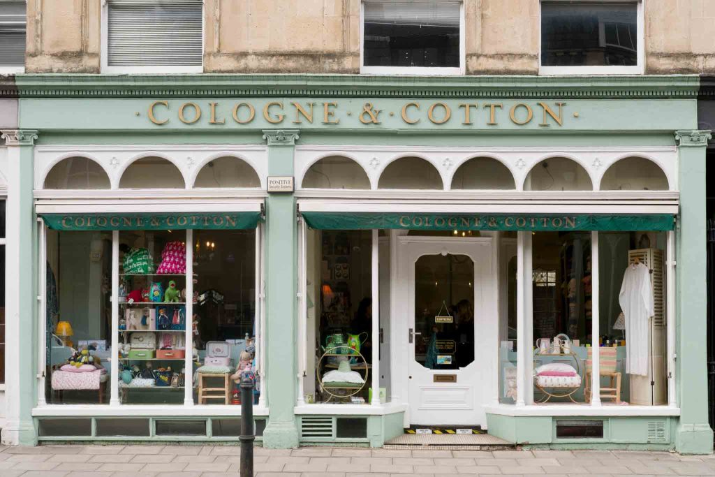 a shopfront photograph of Cologne & Cotton in Cheltenham